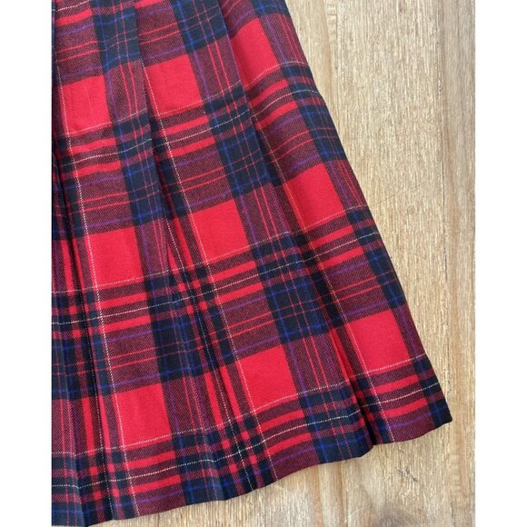 Vintage Talbots Skirt 14P Petite Tartan Red Plaid Pleated Worsted Wool USA MADE - Picture 2 of 3